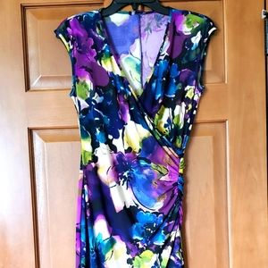 Chaps Floral fitted capsleeve dress